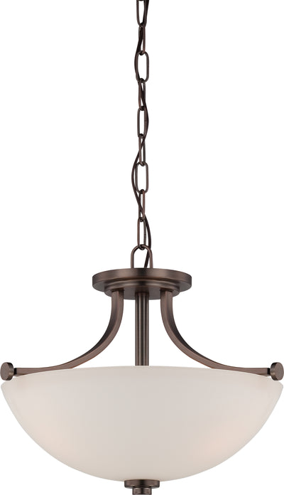 Nuvo Lighting 60/5117 BENTLEY 3 LIGHT SEMI FLUSH HAZEL BRONZE/FROSTED GLASS