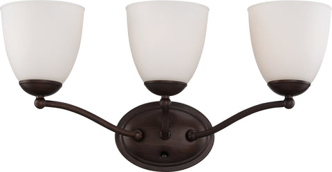 Nuvo Lighting 60/5133 Patton 3 Light Vanity Fixture with Frosted Glass