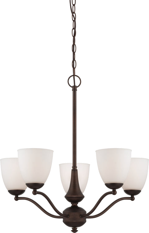 Nuvo Lighting 60/5135 Patton 5 Light Chandelier (Arms Up) with Frosted Glass