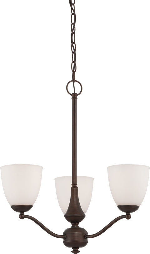 Nuvo Lighting 60/5136 Patton 3 Light Chandelier (Arms Up) with Frosted Glass