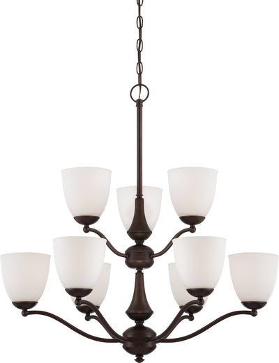 Nuvo Lighting 60/5139 Patton 9 Light 2 Tier Chandelier with Frosted Glass