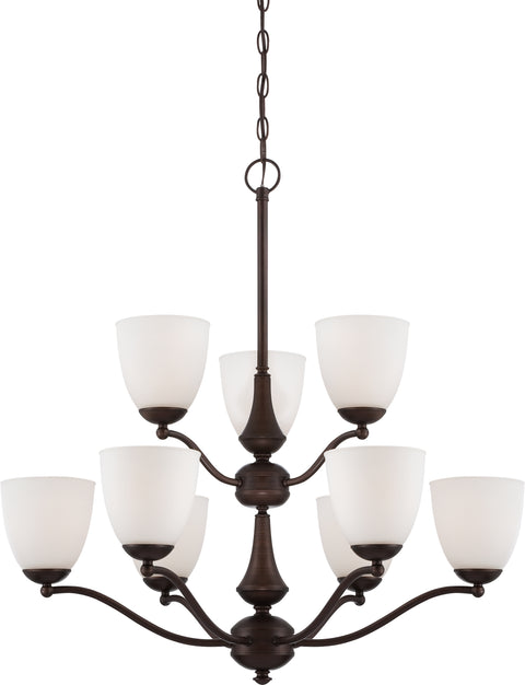 Nuvo Lighting 60/5139 Patton 9 Light 2 Tier Chandelier with Frosted Glass