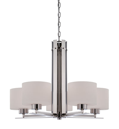 Nuvo Lighting 60/5205 Parallel 5 Light Chandelier with Etched Opal Glass
