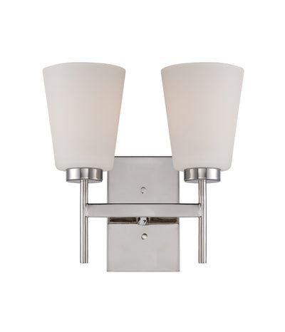 Nuvo Lighting 60/5212 BENSON 2 LIGHT VANITY  POL NICKEL/SATIN WHITE GLASS