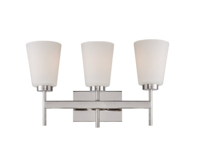 Nuvo Lighting 60/5213 BENSON 3 LIGHT VANITY  POL NICKEL/SATIN WHITE GLASS