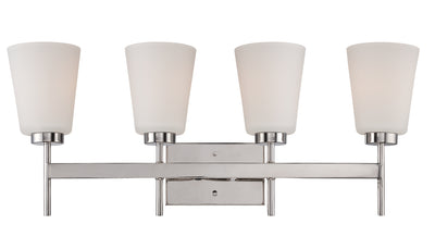 Nuvo Lighting 60/5214 BENSON 4 LIGHT VANITY  POL NICKEL/SATIN WHITE GLASS