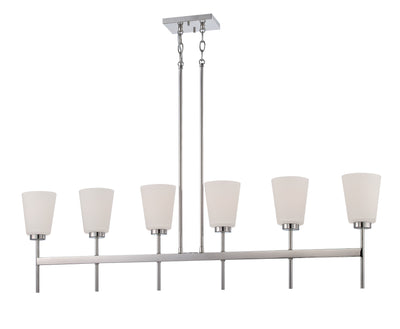 Nuvo Lighting 60/5217 BENSON 6 LIGHT ISL PENDNT  POL NICKEL/SATIN WHITE GLASS