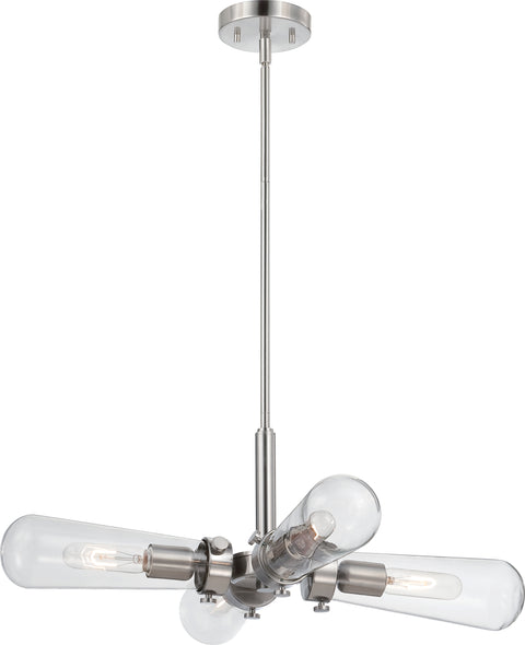 Nuvo Lighting 60/5264 Beaker 4 Light Hanging Fixture with Clear Glass Vintage Lamps Included
