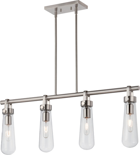 Nuvo Lighting 60/5265 Beaker 4 Light Trestle Fixture with Clear Glass Vintage Lamps Included