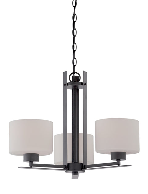 Nuvo Lighting 60/5306 Parallel 3 Light Chandelier with Etched Opal Glass