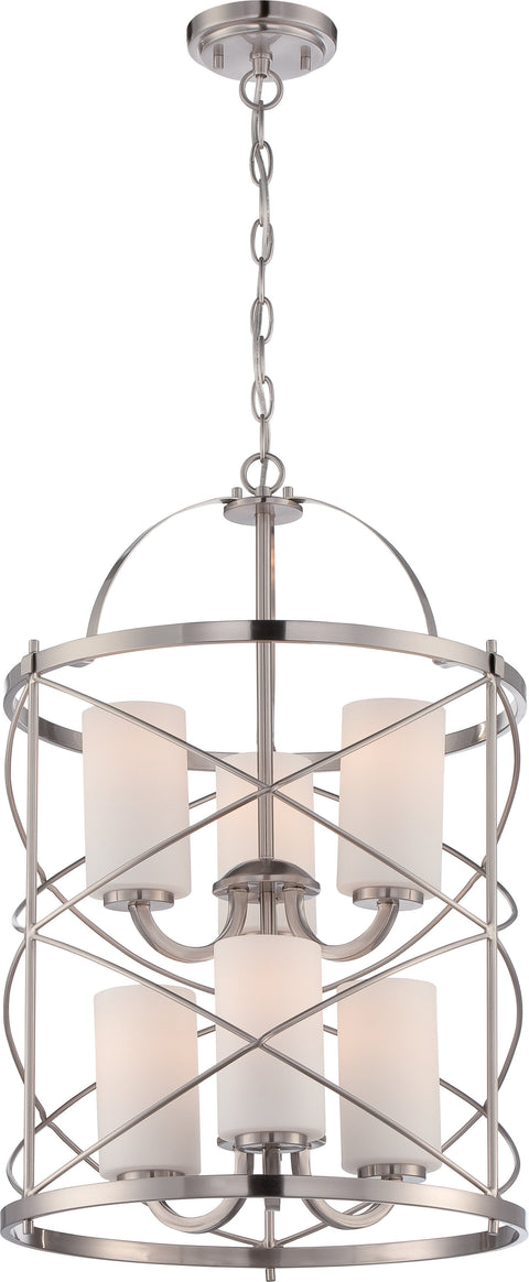 Nuvo Lighting 60/5329 Ginger 6 Light 2 Tier Chandelier with Satin White Glass