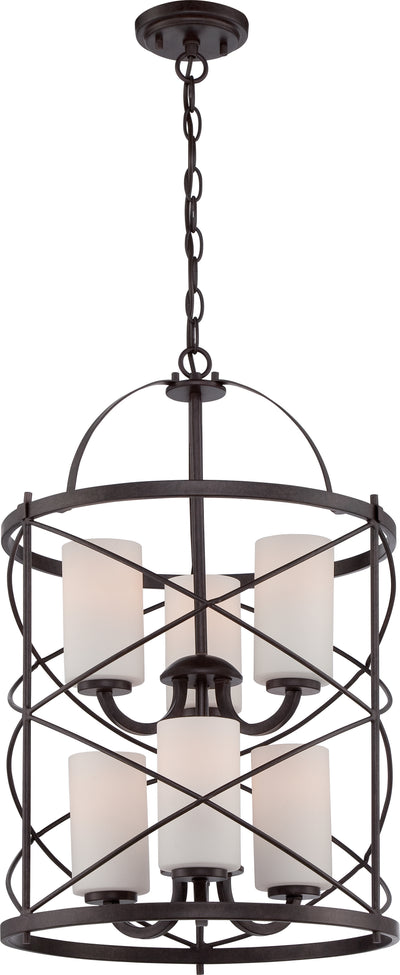 Nuvo Lighting 60/5339 Ginger 6 Light 2 Tier Chandelier with Satin White Glass