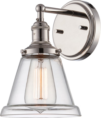 Nuvo Lighting 60/5412 Vintage 1 Light Sconce with Clear Glass Vintage Lamp Included