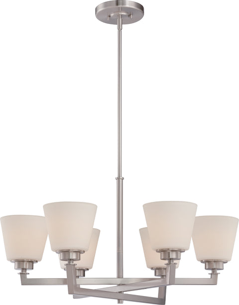 Nuvo Lighting 60/5456 Mobili 6 Light Chandelier with Satin White Glass