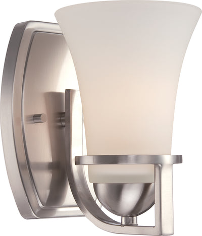 Nuvo Lighting 60/5481 NEVAL 1 light VANITY FIXTURE  BR NICKEL/SATIN WHITE GLASS