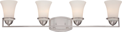 Nuvo Lighting 60/5484 NEVAL 4 light VANITY FIXTURE  BR NICKEL/SATIN WHITE GLASS