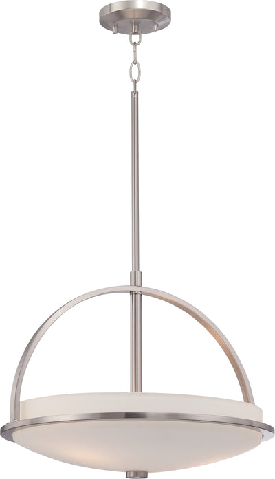 Nuvo Lighting 60/5487 NEVAL 3 light PENDANT BR NICKEL/SATIN WHITE GLASS