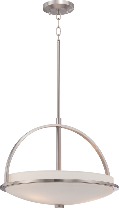 Nuvo Lighting 60/5487 NEVAL 3 light PENDANT BR NICKEL/SATIN WHITE GLASS