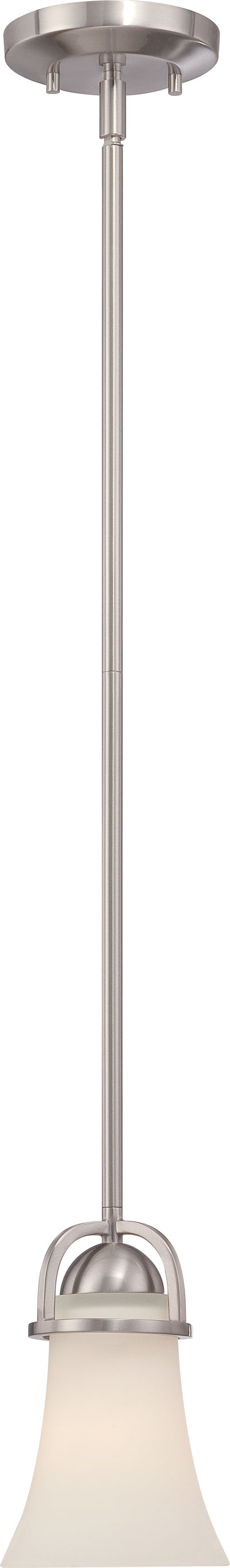Nuvo Lighting 60/5488 NEVAL 1 light MINI PENDANT  BR NICKEL/SATIN WHITE GLASS