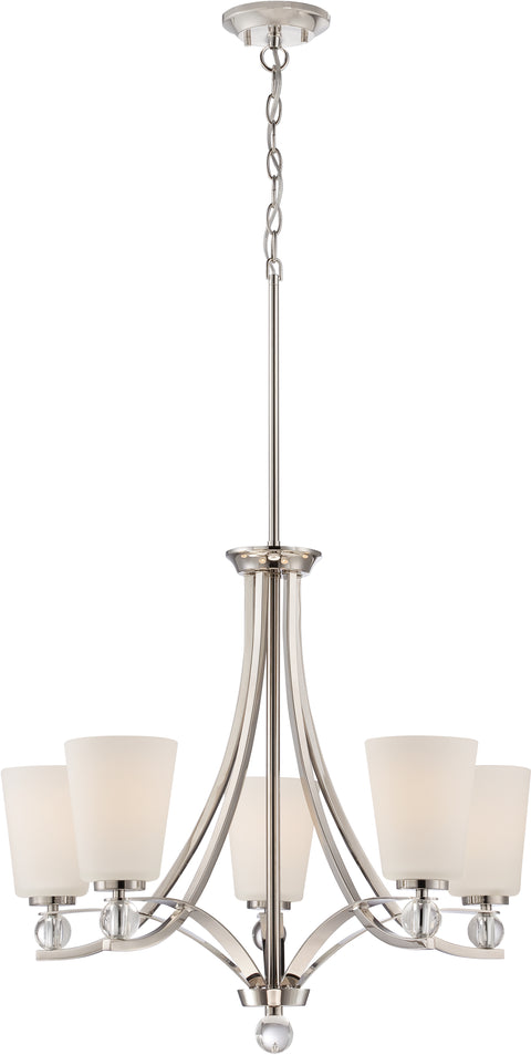 Nuvo Lighting 60/5495 Connie 5 Light Chandelier with Satin White Glass