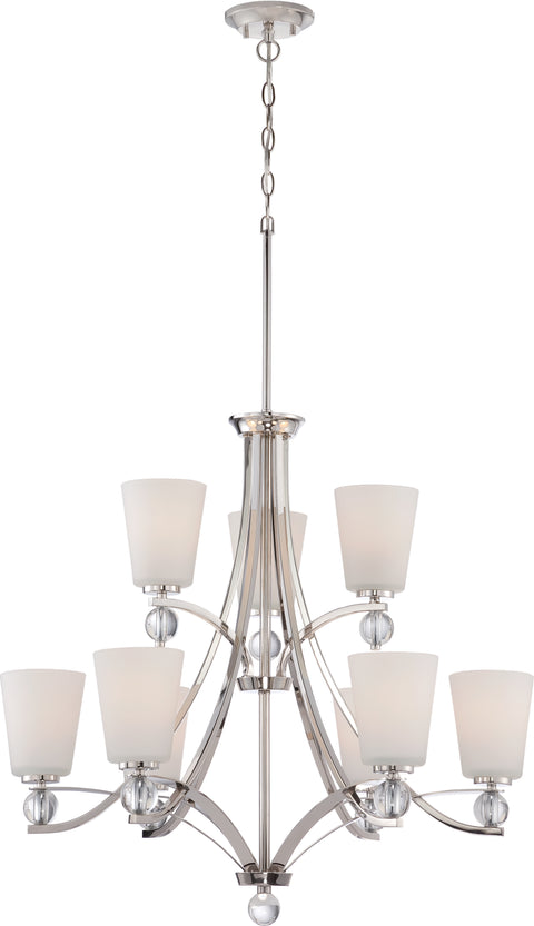 Nuvo Lighting 60/5499 Connie 9 Light 2 Tier Chandelier with Satin White Glass