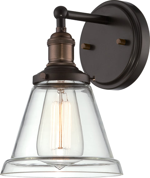 Nuvo Lighting 60/5512 Vintage 1 Light Sconce with Clear Glass Vintage Lamp Included