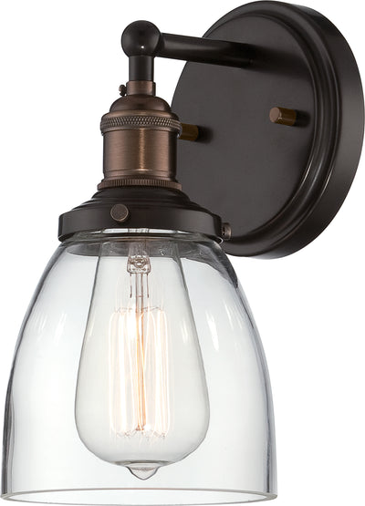Nuvo Lighting 60/5514 Vintage 1 Light Sconce with Clear Glass Vintage Lamp Included