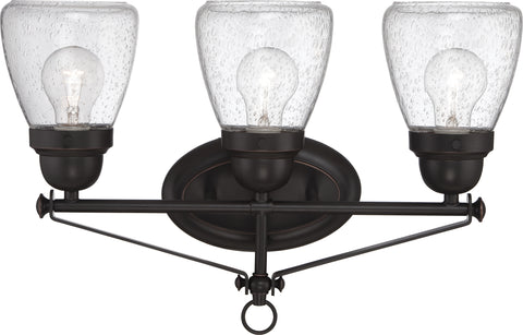 Nuvo Lighting 60/5543 Laurel 3 Light Vanity Fixture with Clear Seeded Glass