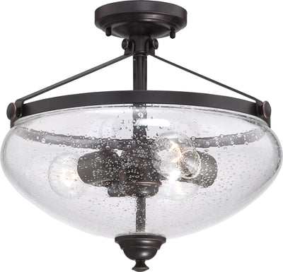 Nuvo Lighting 60/5544 Laurel 3 Light Semi Flush with Clear Seeded Glass