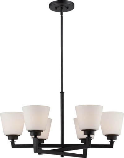 Nuvo Lighting 60/5556 Mobili 6 Light Chandelier with Satin White Glass