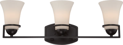 Nuvo Lighting 60/5583 NEVAL 3 light VANITY FIXTURE  SUDBURY BRNZE/SATIN WHITE GLSS