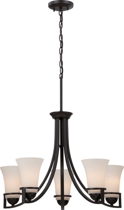 Nuvo Lighting 60/5585 NEVAL 5 light CHANDELIER  SUDBURY BRNZE/SATIN WHITE GLSS