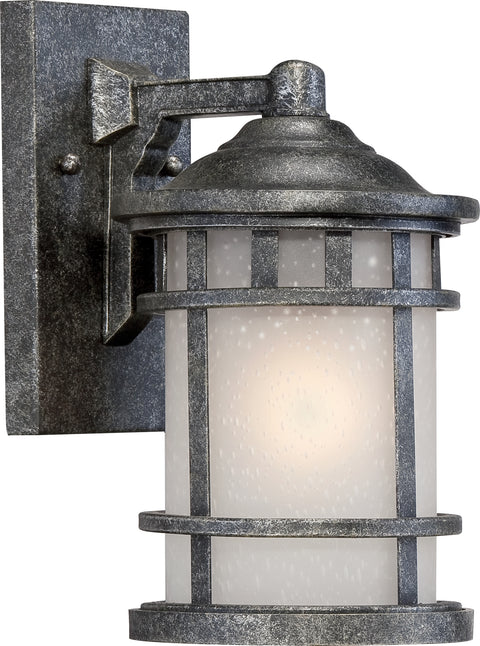 Nuvo Lighting 60/5631 MANOR 1 light 6.5 Inch OUTDOOR WALL AGED SILVER W/FROSTD SEED GLSS