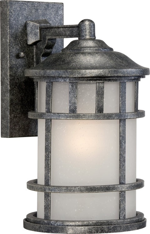 Nuvo Lighting 60/5632 MANOR 1 light 8 Inch OUTDOOR WALL AGED SILVER W/FROSTD SEED GLSS
