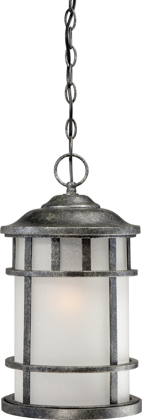 Nuvo Lighting 60/5634 MANOR 1 light OUTDOOR HANGING AGED SILVER W/FROSTD SEED GLSS