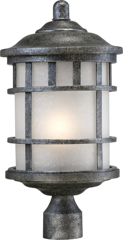 Nuvo Lighting 60/5635 MANOR 1 light OUTDOOR POST  AGED SILVER W/FROSTD SEED GLSS