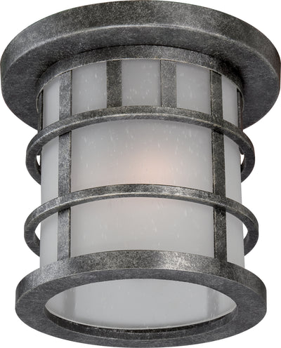 Nuvo Lighting 60/5636 MANOR 2 light OUTDOOR FLUSH AGED SILVER W/FROSTD SEED GLSS