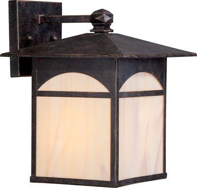Nuvo Lighting 60/5652 Canyon 1 light 9 Inch Outdoor Wall Mount Sconce Fixture with Honey Stained Glass