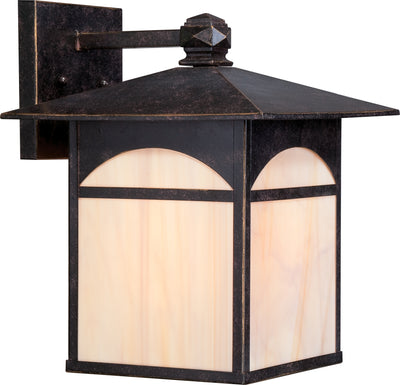 Nuvo Lighting 60/5653 Canyon 1 light 11 Inch Outdoor Wall Mount Sconce Fixture with Honey Stained Glass