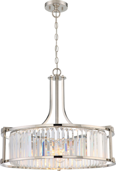 Nuvo Lighting 60/5761 Krys 4 Light Crystal Pendant with 60W Vintage Lamps Included Polished Nickel Finish