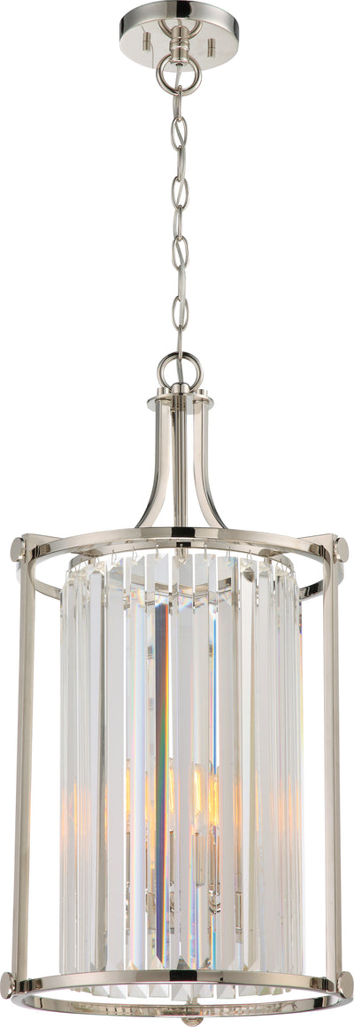 Nuvo Lighting 60/5762 Krys 4 Light Crystal Foyer Fixture with 60W Vintage Lamps Included Polished Nickel Finish