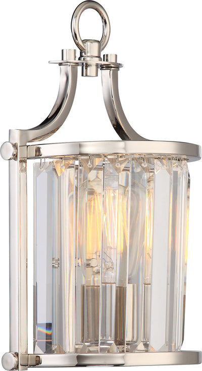 Nuvo Lighting 60/5766 Krys 1 Light Crystal Wall Mount Sconce Sconce with 60W Vintage Lamp Included Polished Nickel Finish