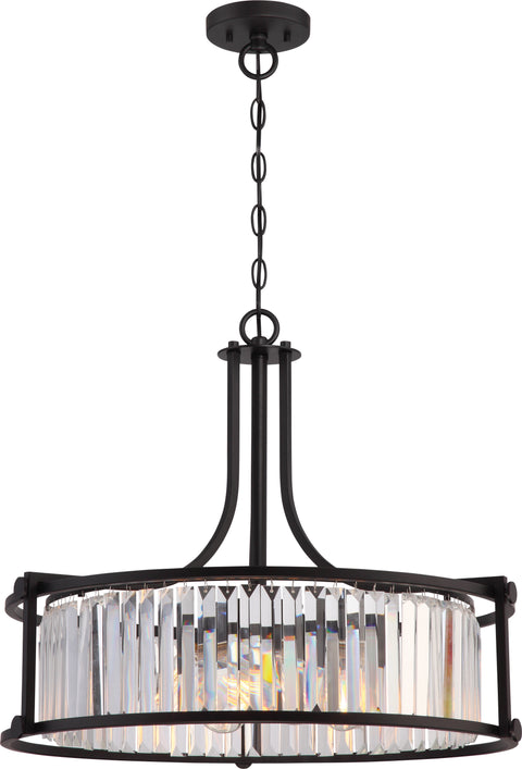 Nuvo Lighting 60/5771 Krys 4 Light Crystal Pendant with 60W Vintage Lamps Included Aged Bronze Finish