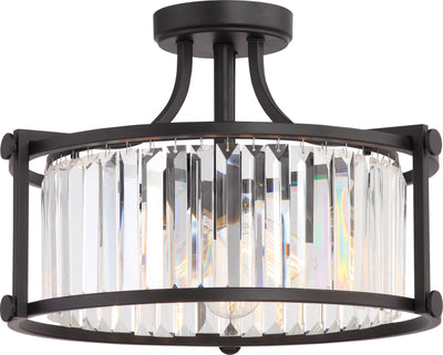 Nuvo Lighting 60/5773 Krys 3 Light Crystal Semi Flush Fixture with 60W Vintage Lamps Included Aged Bronze Finish