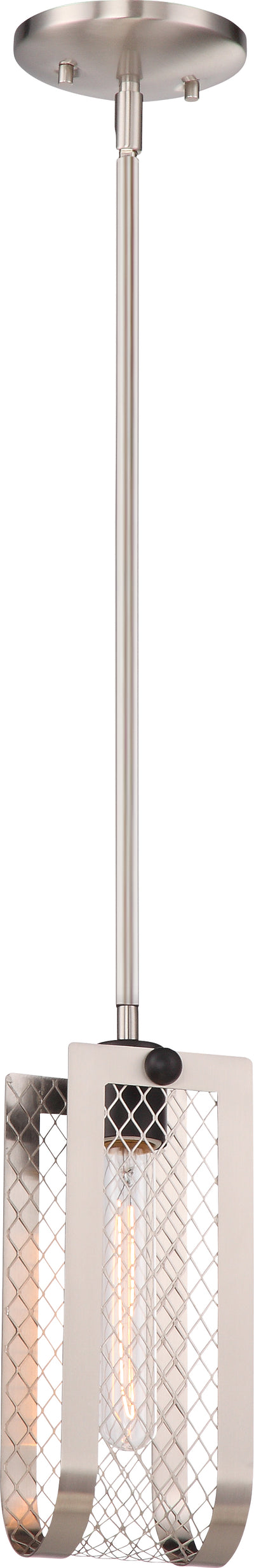 Nuvo Lighting 60/5784 BANDIT 1 LIGHT MINI PENDANT  BR NICKELW/ AGED BRZ ACCENTS