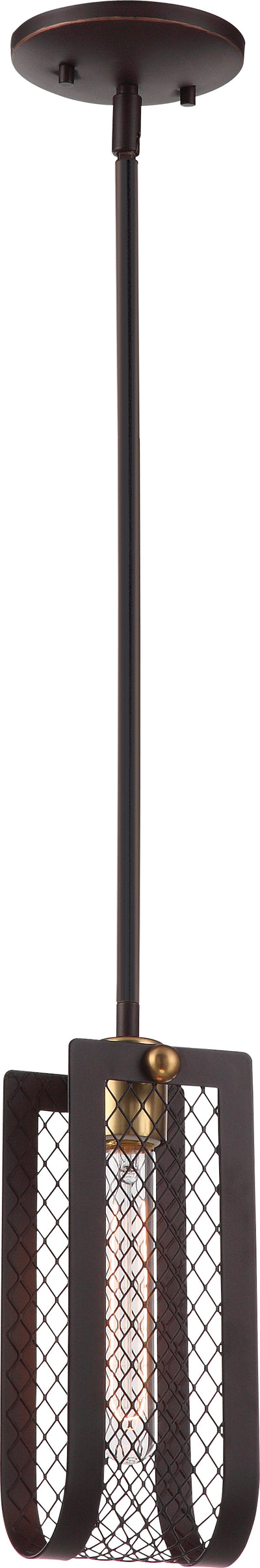 Nuvo Lighting 60/5789 BANDIT 1 LIGHT MINI PENDANT  RUSSET BRONZE W/ BRASS ACCENTS