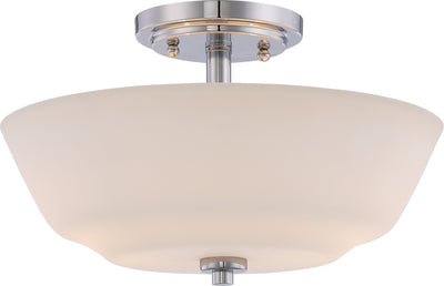 Nuvo Lighting 60/5806 Willow 2 Light Semi Flush Fixture with White Glass