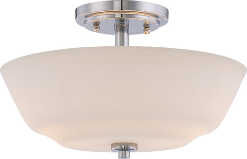 Nuvo Lighting 60/5806 Willow 2 Light Semi Flush Fixture with White Glass