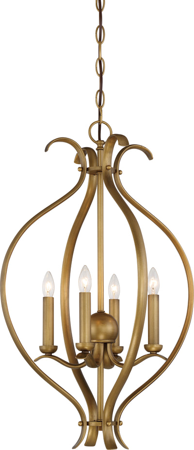 Nuvo Lighting 60/5810 DILLARD 4 light CAGED PENDANT NATURAL BRASS