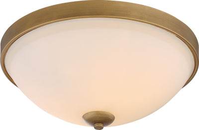 Nuvo Lighting 60/5814 DILLARD 2 light FLUSH FIXTURE NATURAL BRASS/WHITE GLASS